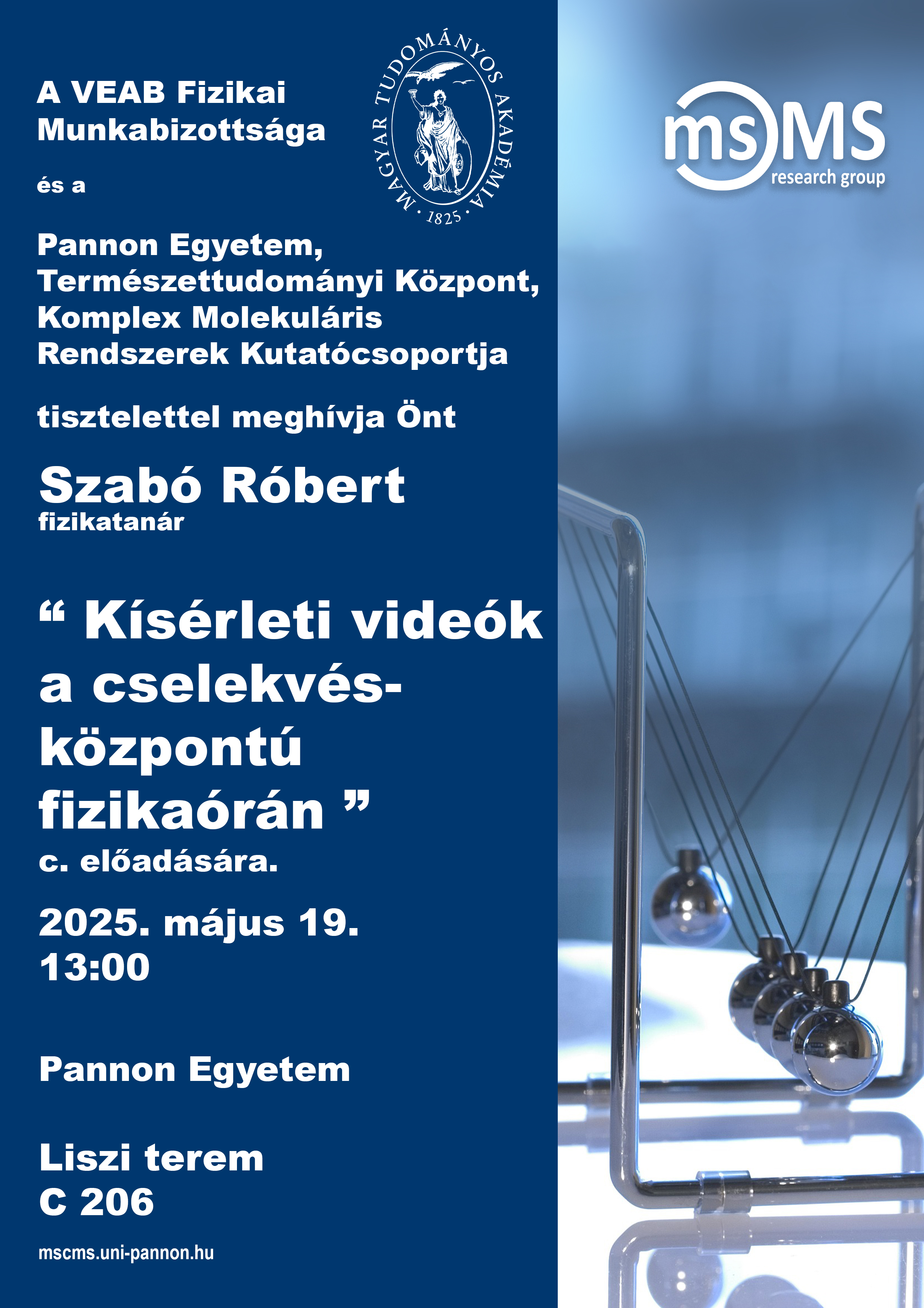 Meghívó előadásra – „Kísérleti videók a cselekvésközpontú fizikaórán”