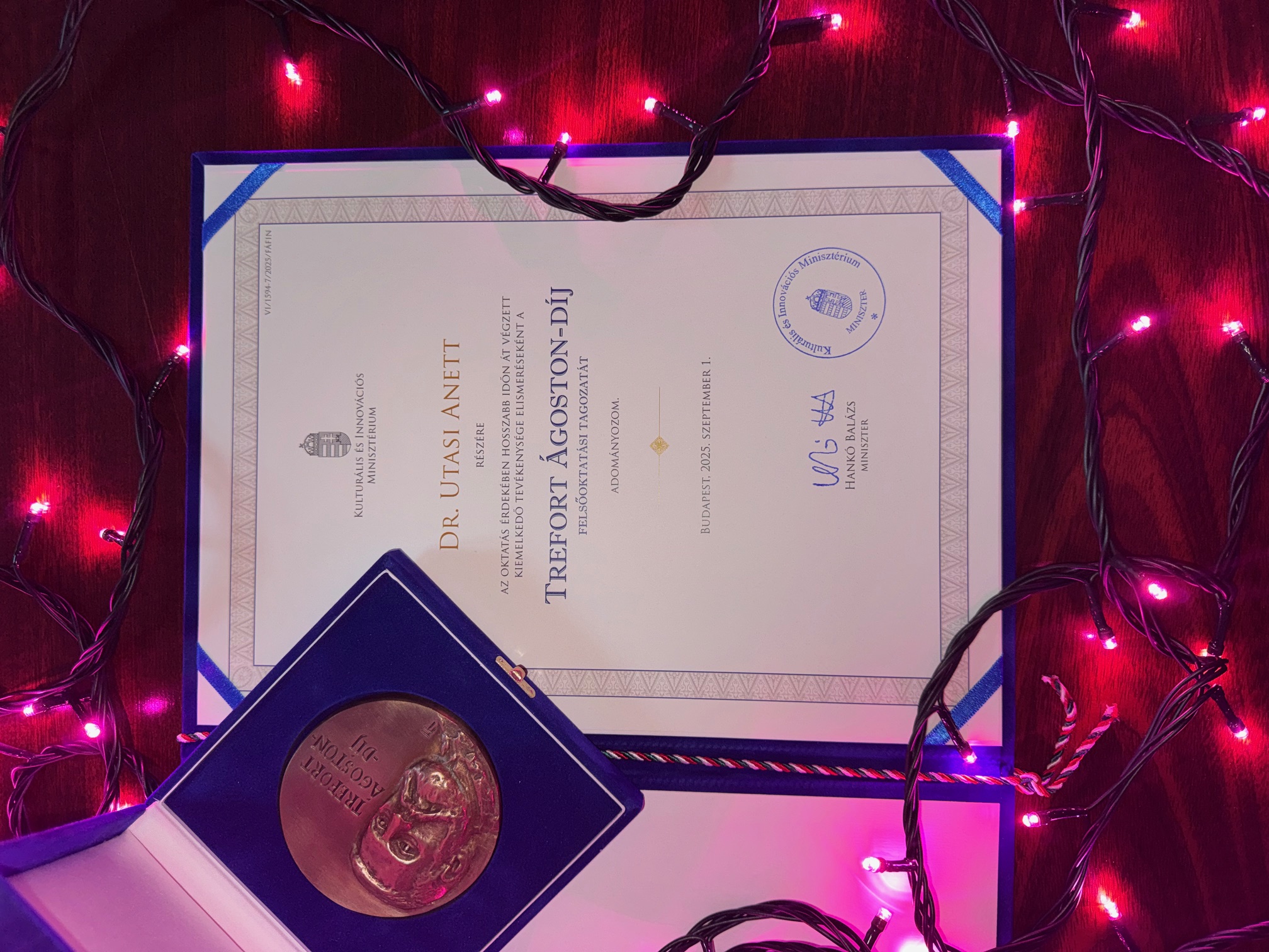 Trefort Ágoston Díjban részesült Dr. Utasi Anett