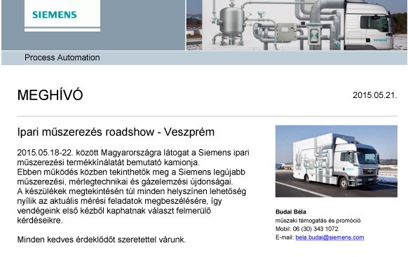 Siemens Roadshow meghívó Pannon Egyetem web